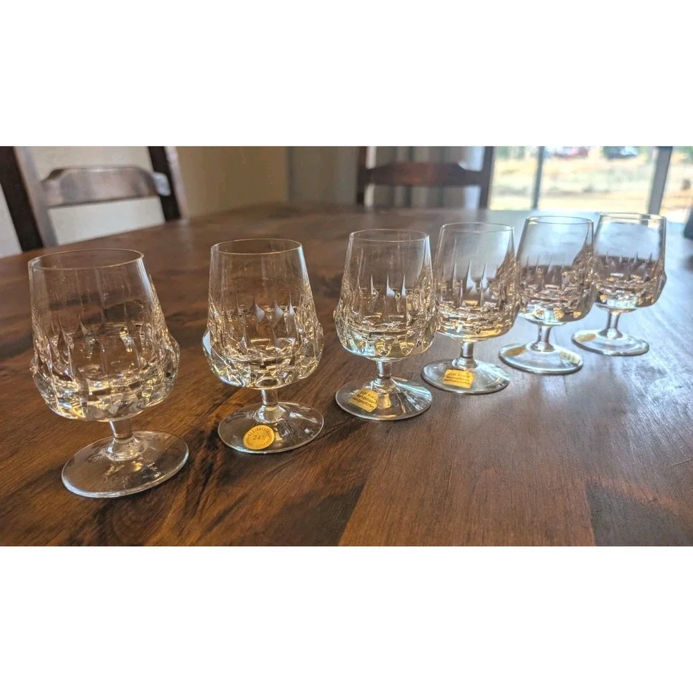 Vintage Bavaria Germany 24% Lead Crystal Mini Brandy Snifters Cordial Set of 6